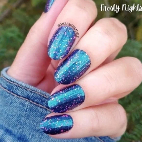 *Retired* Color Street: Frosty Nights | Teal Blue Pink Glitter Winter Holiday - Picture 6 of 11